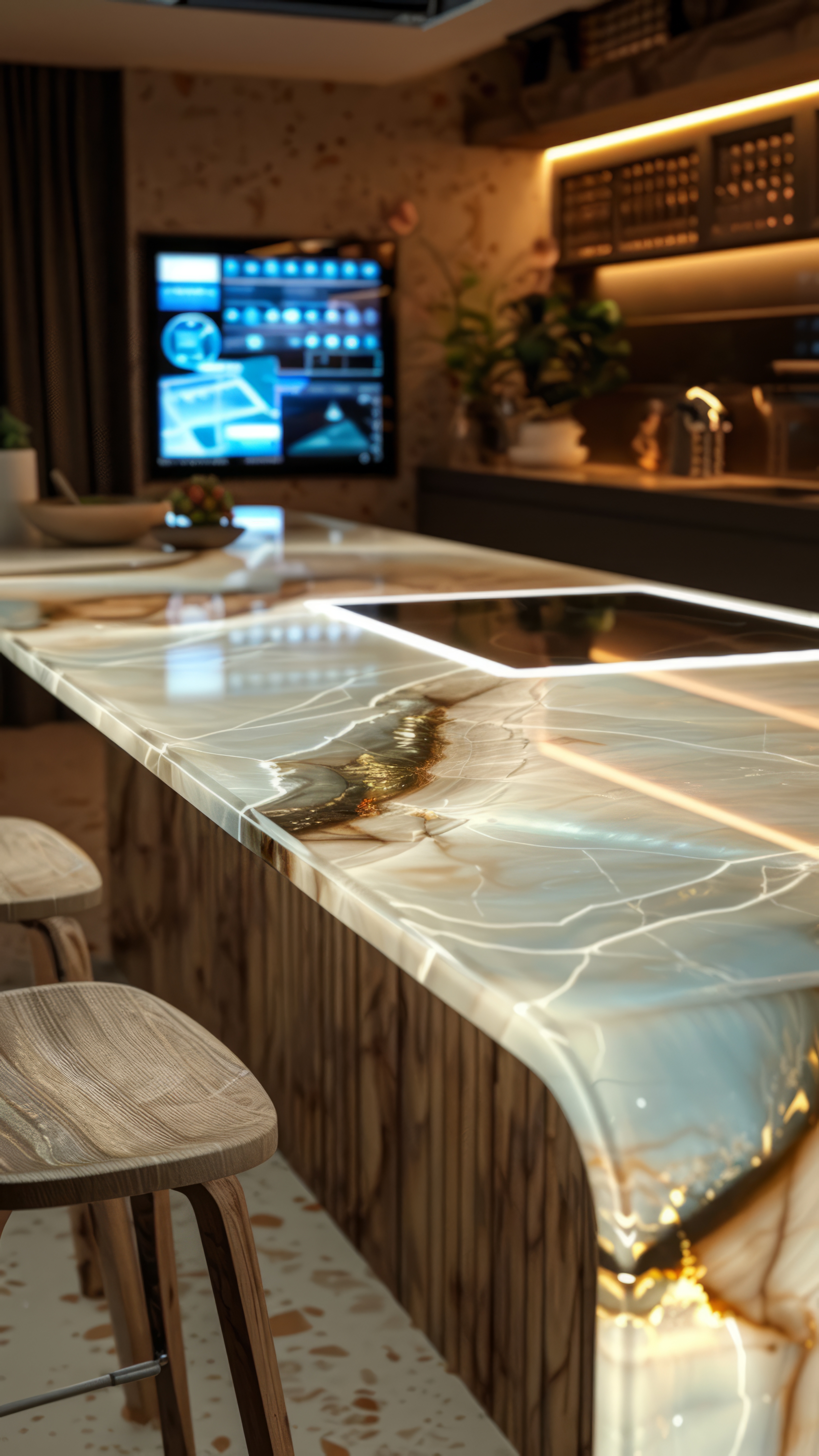 Luxury kitchen with stone countertops